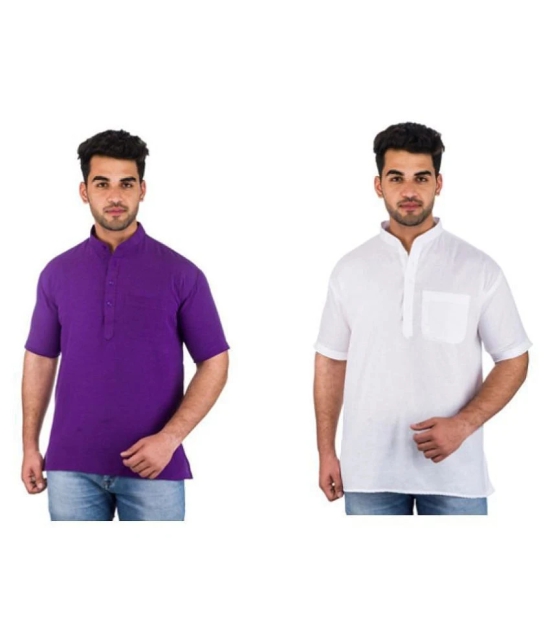 DESHBANDHU KHADI Multi Khadi Kurta Pack of 2 - None