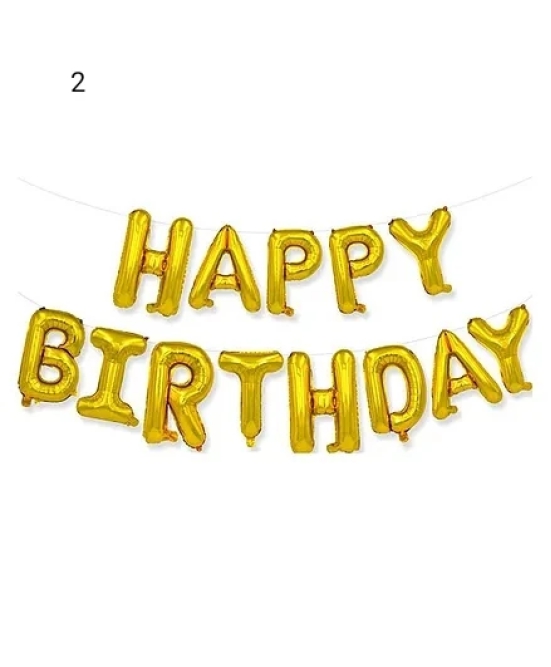 EMBASSY- BUDHIRAJA Happy birthday letters foil ballons gold-13 ballons