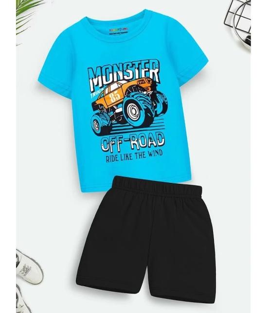 Trampoline Multicolor Cotton Blend Boys T-Shirt & Shorts ( Pack of 1 ) - None