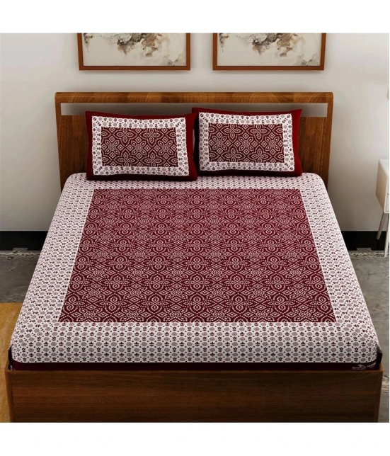 unique choice - Maroon Cotton Double Bedsheet with 2 Pillow Covers - Maroon