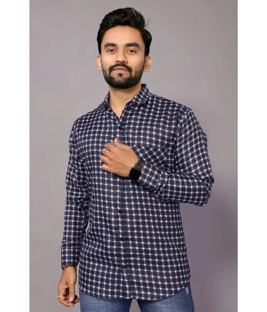 Anand Cotton Blend Regular Fit Checks Full Sleeves Mens Casual Shirt - Blue ( Pack of 1 ) - None