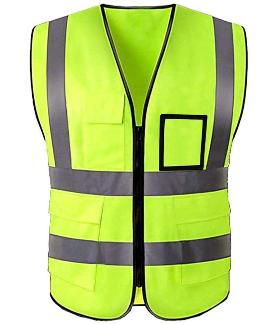 High Visibility Reflective Safety Zipper Jacket with Pockets ( PACK OF 1) Green Safety Jacket