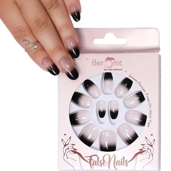 FRENCH OVAL TIPS (NAIL KIT INCLUDED)-Black