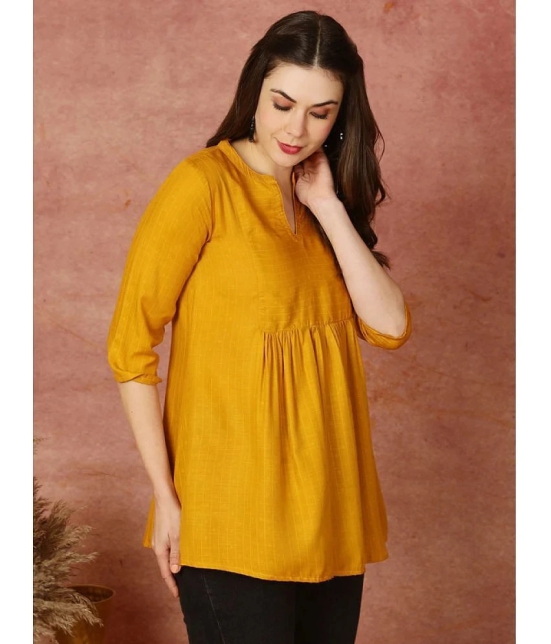 Antaran Rayon Solid Straight Womens Kurti - Yellow ( Pack of 1 ) - None