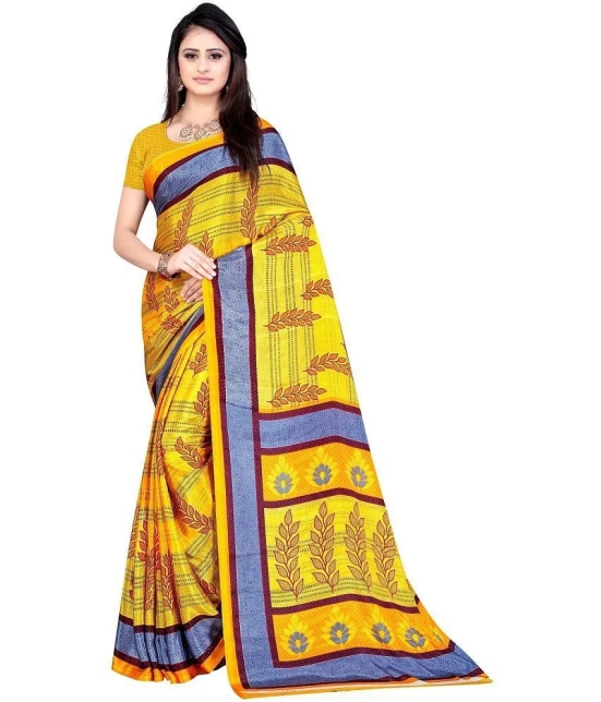 LEELAVATI - Yellow Crepe Saree With Blouse Piece ( Pack of 1 ) - Yellow