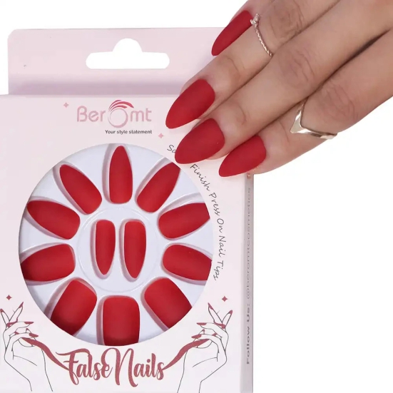 MATTE CLAWS NAILS (NAIL KIT INCLUDED)-Pink Red