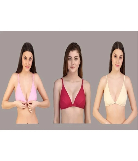 Desiprime - Multicolor Cotton Non Padded Womens T-Shirt Bra ( Pack of 3 ) - None