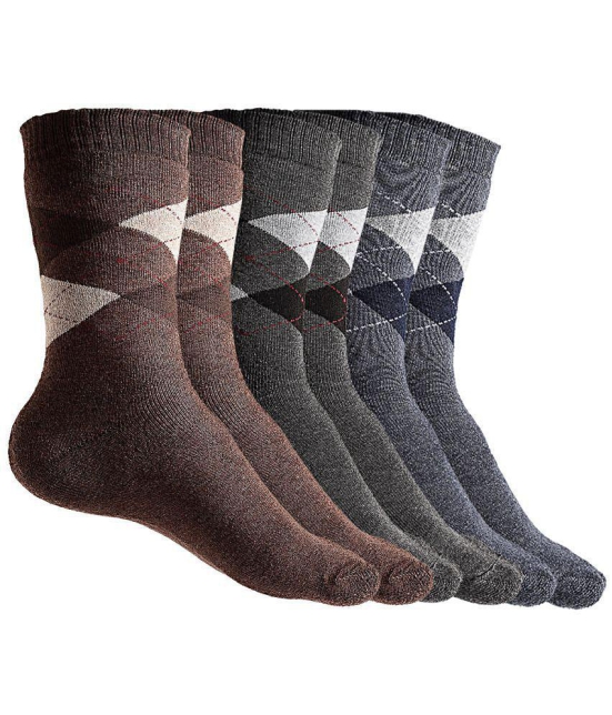 Texlon - Multicolor Woollen Men's Mid Length Socks ( Pack of 3 ) - Multicolor