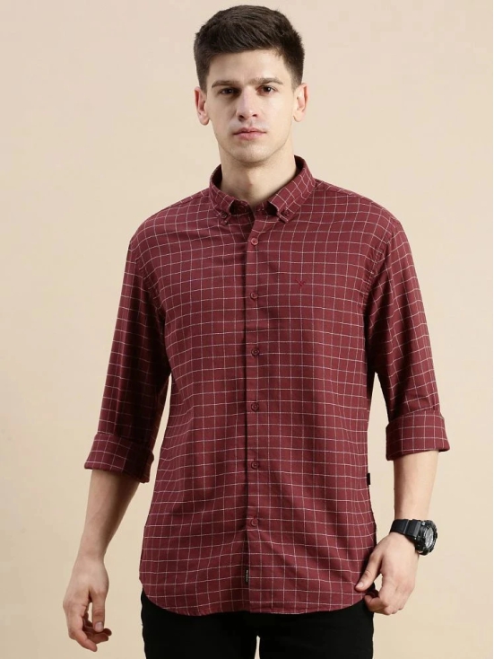 Showoff Cotton Blend Regular Fit Checks Full Sleeves Mens Casual Shirt - Maroon ( Pack of 1 ) - None