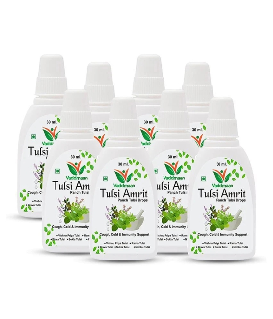 Vaddmaan Tulsi Amrit - 8 x 30 ml - Panch Tulsi Ark Drops - Pure Organic Concentrated Extract of 5 Rare Tulsi for Natural Immunity Boosting & Cough and Cold Relief