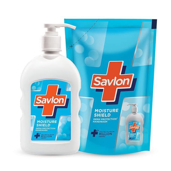 Savlon Moisture Shield Germ Protection Liquid Hand Wash Pump Plus Refill Pouch 200 Ml Plus 175 Ml