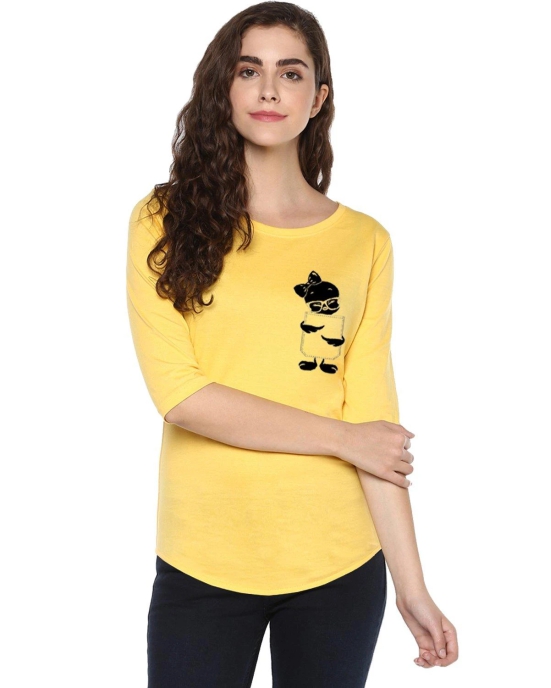 Womens 34U Tweety Printed Yellow Color Tshirts-Yellow / Small / 100% Bio Wash Cotton