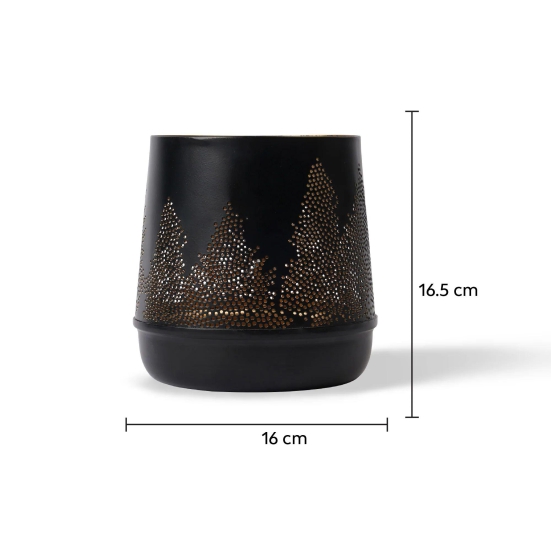 Pin Tree Metal Candle Holder Black and Gold Medium