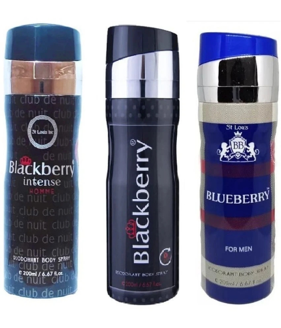 St Louis - BLACKBERRY INTENSE,BLACKBERRY, BLUEBERRY Deodorant Spray for Men,Women 600 ml ( Pack of 3 )