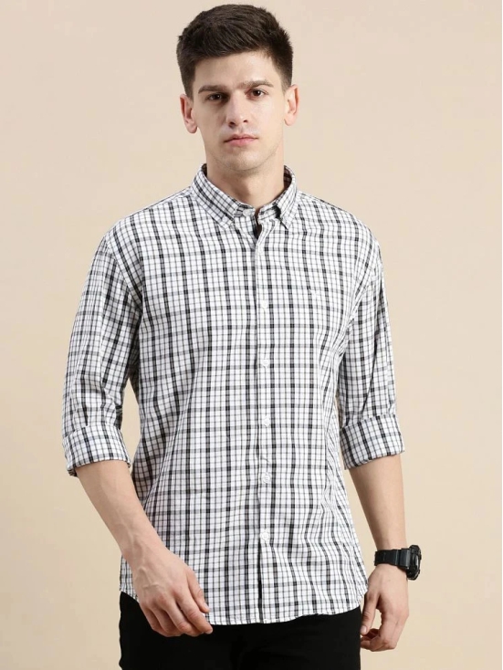 Showoff Cotton Blend Regular Fit Checks Full Sleeves Mens Casual Shirt - Off-White ( Pack of 1 ) - None