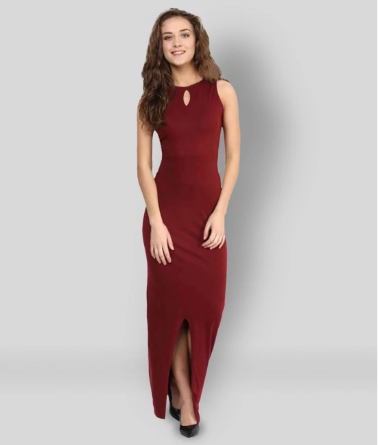 Miss Chase - Maroon Cotton Womens Bodycon Dress ( Pack of 1 ) - S