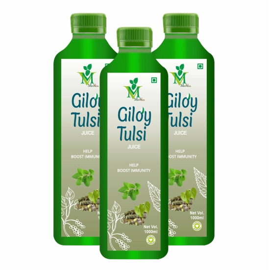 Mint veda 100% Natural Herbal Giloy Tulsi Juice | Fresh Giloy and Tulsi to Boost Immunity | No added Sugar Healthy Giloy Tulsi Juice, 1Lite Pack of 3