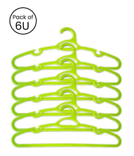 HOMETALES Plastic Cloth Hanger for Wardrobe,Green (6U)