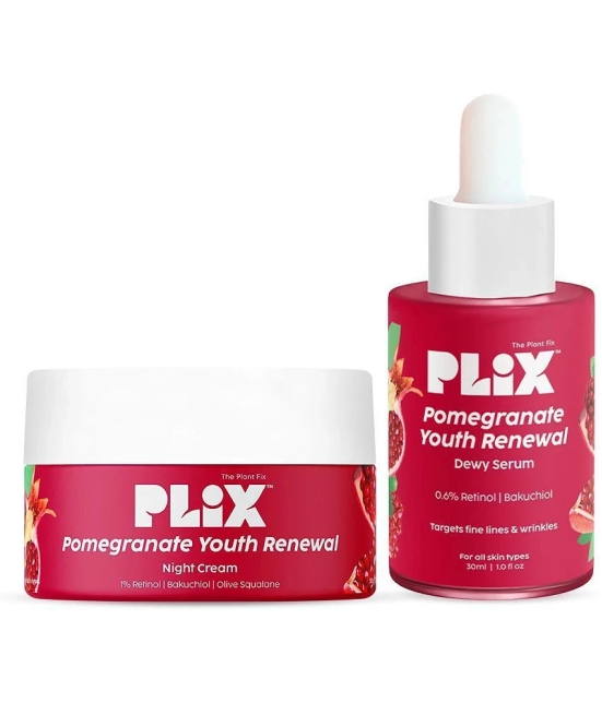 Plix 0.6% Retinol Face Serum & 1.20% Retinol Night Cream Combo Reduces Fine Line & WrinklesPack of 2