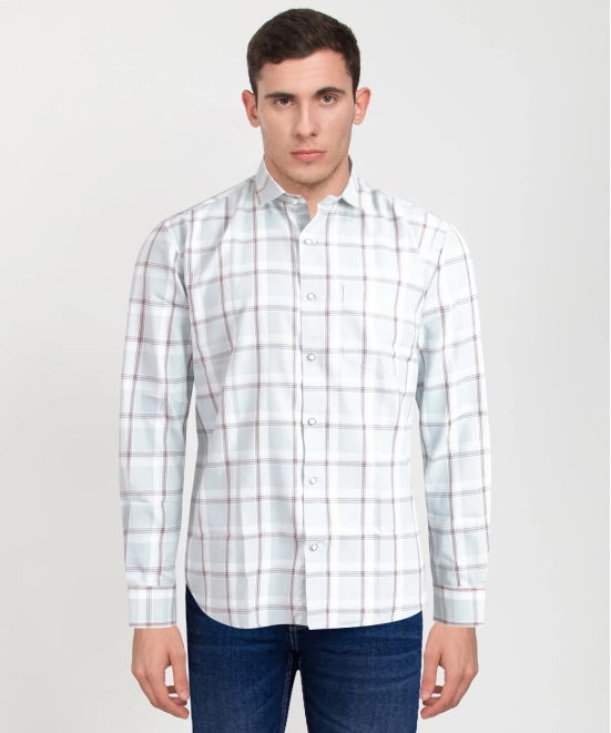 Cotton Full Sleeve Shirt Big White Red Check 38