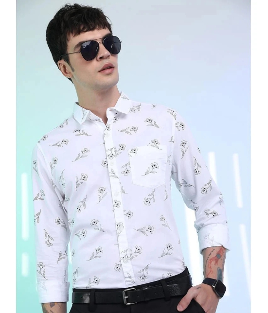 Ketch 100% Cotton Regular Fit Printed Full Sleeves Mens Casual Shirt - white ( Pack of 1 ) - None