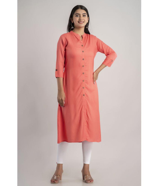 MAUKA - Pink Rayon Womens Straight Kurti ( Pack of 1 ) - 3XL