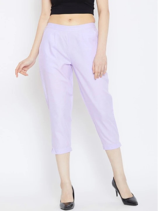 Women Lavender Relaxed Pleated Cigerette Trousers