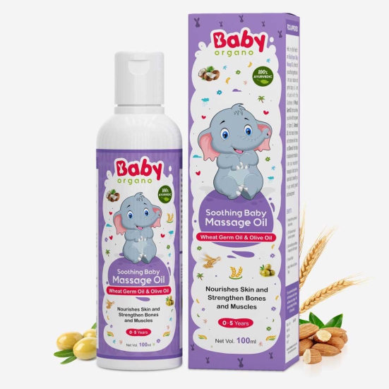 BabyOrgano Soothing Baby Massage Oil, 100ml | Super Blend of 6 Ayurvedic Herbs Oils | 100% Ayurvedic