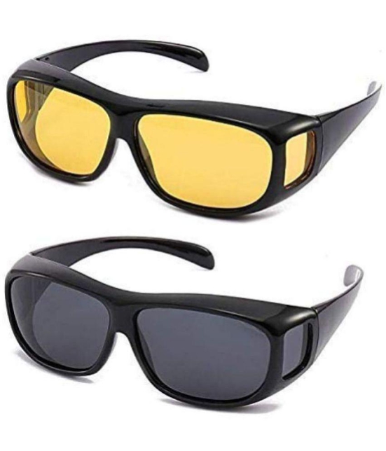 THRIFTKART Black Square Sunglasses ( Pack of 2 ) - Medium