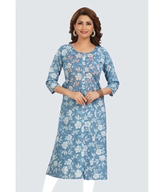 Meher Impex Cotton Printed Straight Womens Kurti - Light Blue ( Pack of 1 ) - None