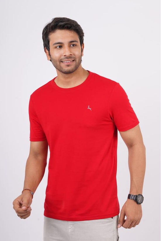 Men's Tango Red Pima Cotton Crew Neck with Logo