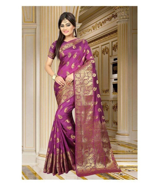 Gazal Fashions Pink Banarasi Silk Saree