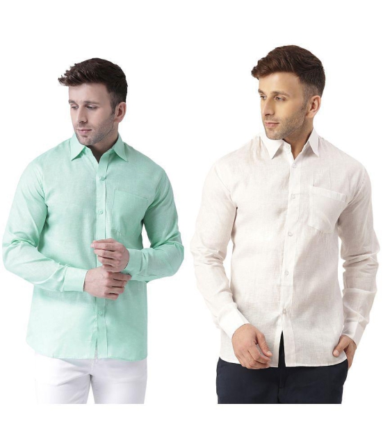 KLOSET By RIAG 100% Cotton Regular Fit Self Design Full Sleeves Men's Casual Shirt - White ( Pack of 2 ) - None