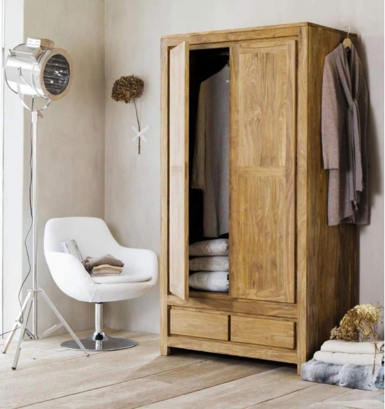 WOOD FURNITURE Sheesham Solid Wood Cubex Storage Wardrobe