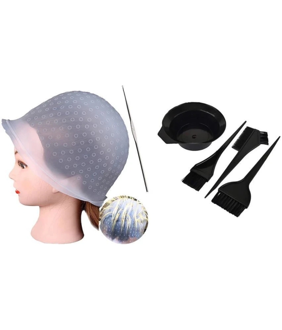 Lenon Highlight Cap Silicone Hair Dye Cap Reusable Multicolor Hair Dyeing Hair Colour Cap with Hooks Home Salon for Women Men Girls Dyeing Hai