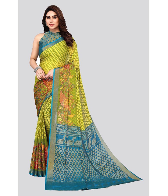 Bhuwal Fashion - Green Brasso Saree With Blouse Piece ( Pack of 1 ) - Green