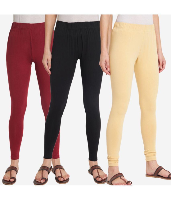 SELETA - Multicolor Cotton Women's Leggings ( Pack of 3 ) - None