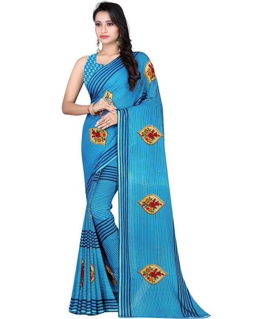 LEELAVATI - Light Blue Georgette Saree With Blouse Piece ( Pack of 1 ) - Light Blue