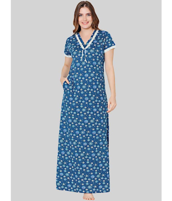 Bodycare - Blue Cotton Womens Nightwear Nighty & Night Gowns ( Pack of 1 ) - None