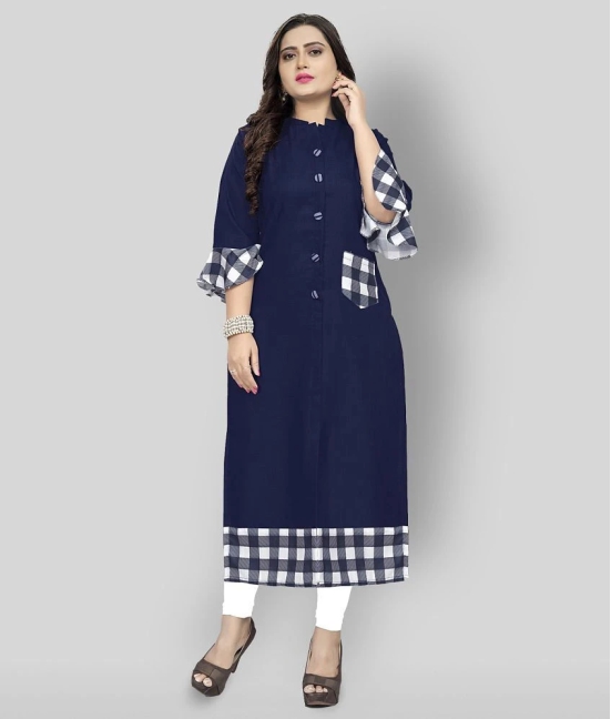 Lerkiza - Blue Cotton Womens Straight Kurti - 4XL