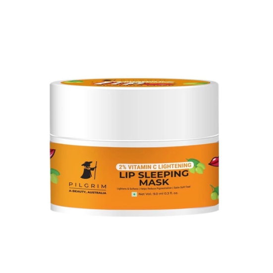 Pilgrim 2% Vitamin C Lightening Lip Sleeping Mask for glowing lips with Australian Kakadu Plum & Lime Pearl | Lip Sleeping Mask for women & men for soft, smooth & dark lips| Reduce pigmentation| 9gm