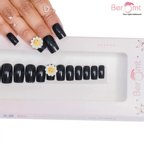 TEENAGE GIRL NAILS (NAIL KIT INCLUDED)-Black Printed