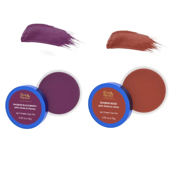 Shubhr Lip, Cheek & Eye Tint (Pack of 2*10g) Blackberry & Nude