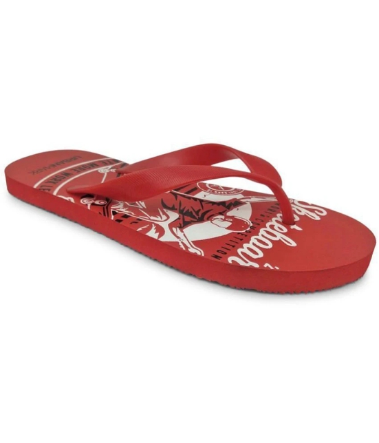 UrbanMark Men Comfortable Light Weight Printed Hawai Slippers- Red - None