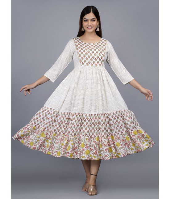 mGIFT ONCE - Off White Rayon Women''s Anarkali Kurti ( Pack of 1 ) - None