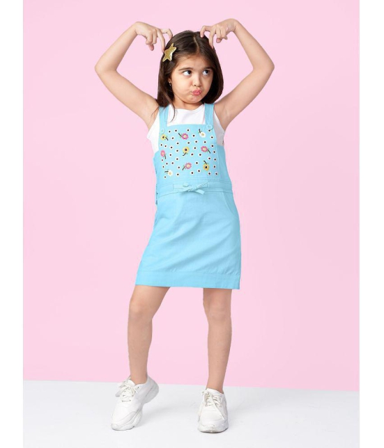 Naughty Ninos Blue Cotton Girls A-line Dress ( Pack of 1 ) - None