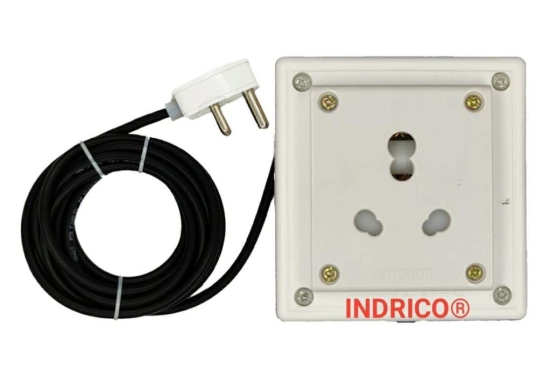 INDRICO? Extension Board with Long Wire for Heavy Appliances with1 Socket 15/16 Ampere Wire 2.5 mm 3 core Copper (White)