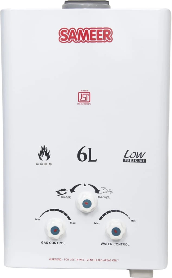 Sameer 6 L Gas Water Geyser (Gas Geyser, White)