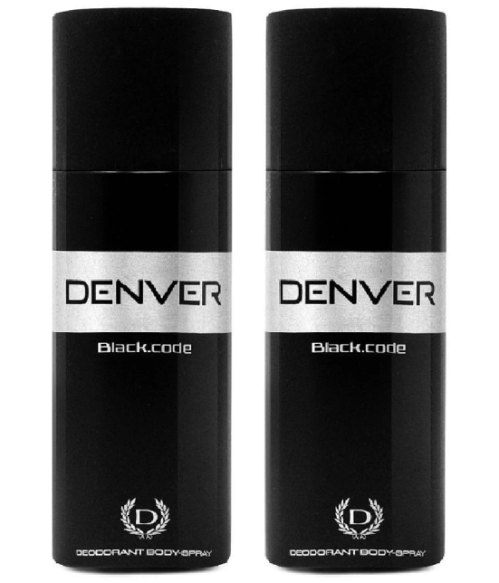 Denver Black Code Deodorant Spray for Men- 150ML Each (Pack of 2)