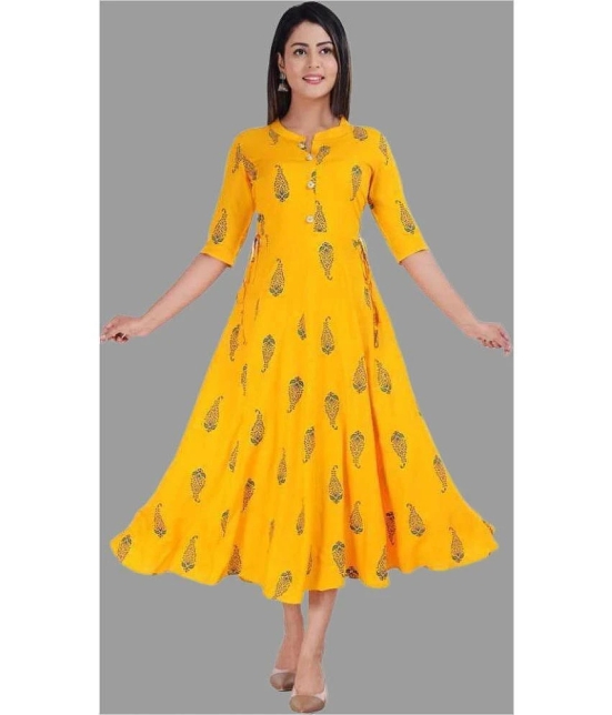 SIPET - Yellow Rayon Womens Anarkali Kurti ( Pack of 1 ) - None